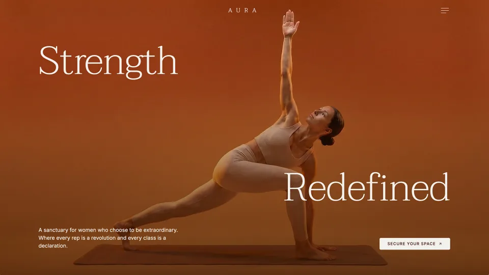 Boutique fitness studio website template built with Base44 – an editorial studio homepage with classes.