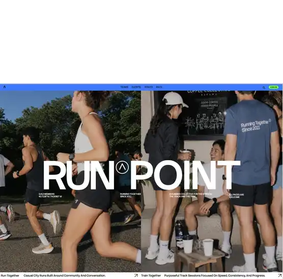 Fitness website for a running club, built with Base44 – hero and class photos