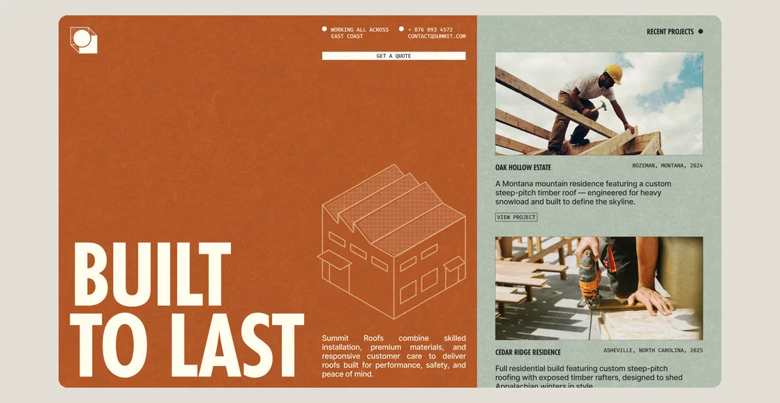 A service-area page being edited in AI chat on a roofing website